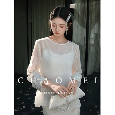 冯CHAOMEI有钱花天丝新中式衬衫