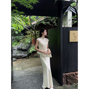 MOPASSANT 新中式 米色婚礼订婚敬酒服新娘缎面礼服套装 凤阁