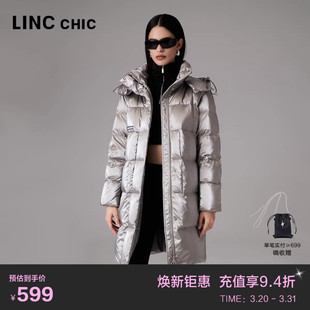 LINCCHIC金羽杰中长款羽绒服女都市通勤免洗羽绒服外套女6277