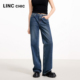 LINC金羽杰牛仔裤 女JE001Y 高腰牛仔裤 子女2025秋新款 宽松直筒裤