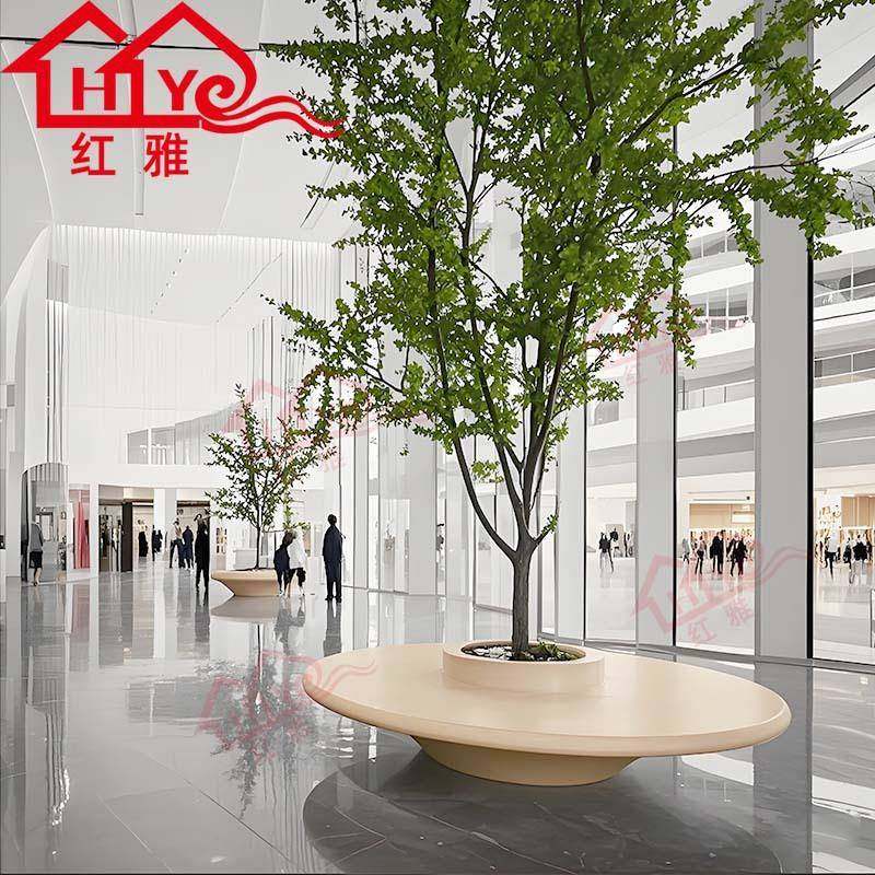 玻璃钢树池室内外圆坐凳颜色可选FRP材质耐用防腐蚀座椅厂家直销