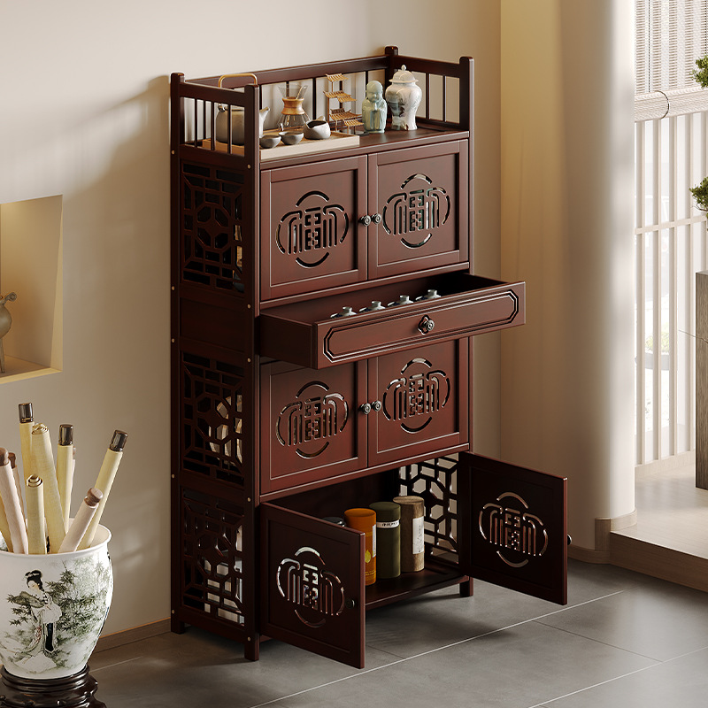 新中式博古架家用客厅古董摆件展示柜茶室茶叶茶具收纳陈列架置物