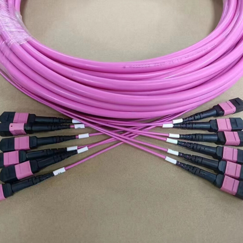 厂家直销 单/双芯跳线 144芯MPO-MPO光纤跳线OM4MPO-MPO多模尾纤