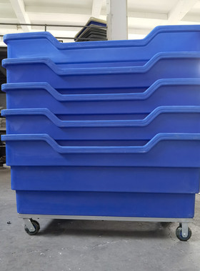 滚塑500L蓝色布草车落布染布厂带轮水箱推车加厚异型