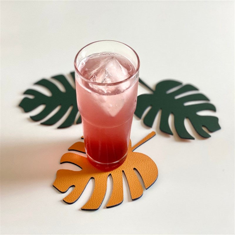 新款创意皮革杯垫树叶镂空款防滑杯垫家用餐桌杯垫碗垫防烫隔热垫