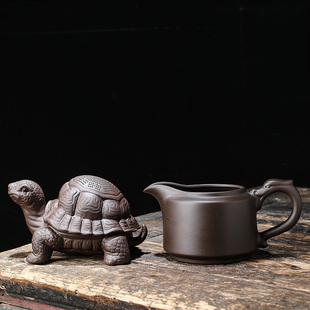 乌龟紫砂一体茶滤套组家用功夫茶水分离器配件陶瓷茶漏过滤茶器网