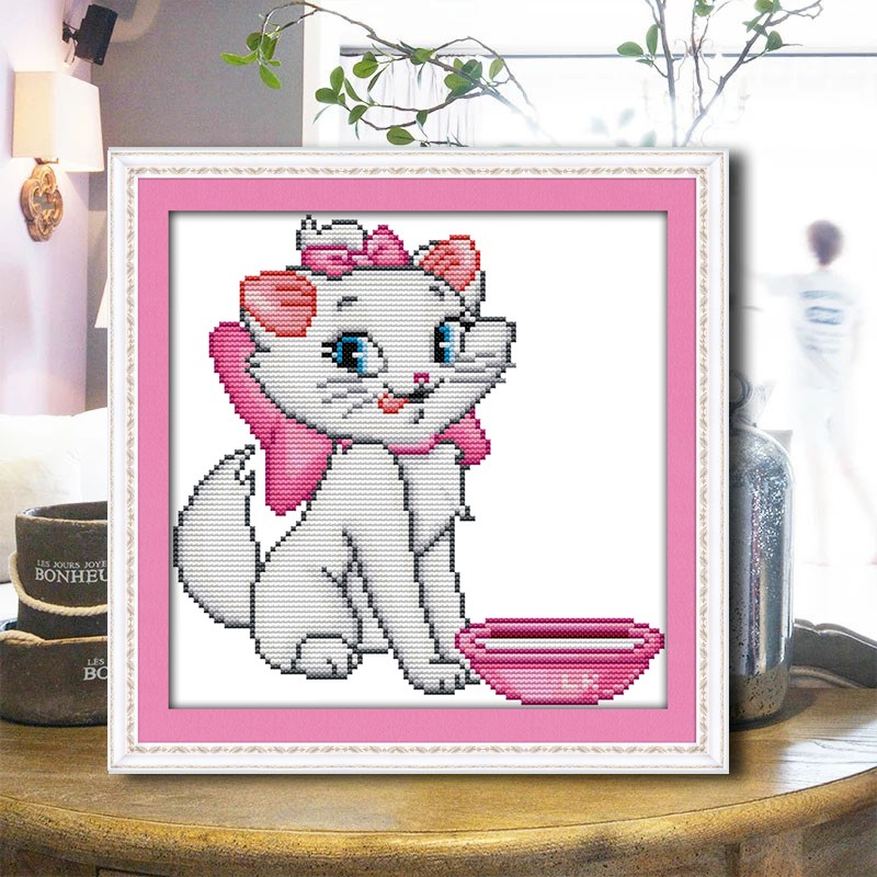 猫咪十字绣2023新款卡通儿童学生手工刺绣初学者新手小件简单线绣