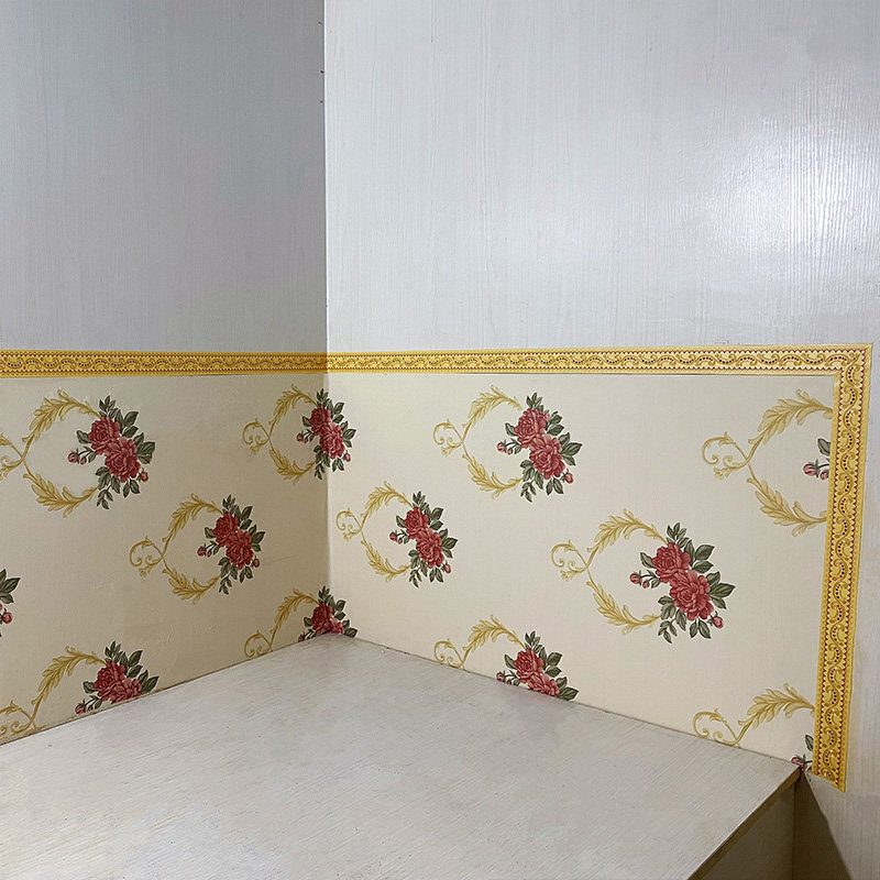 田园风简约自粘炕围纸乡村纯色花卉特色土炕墙纸防水床围壁纸墙裙