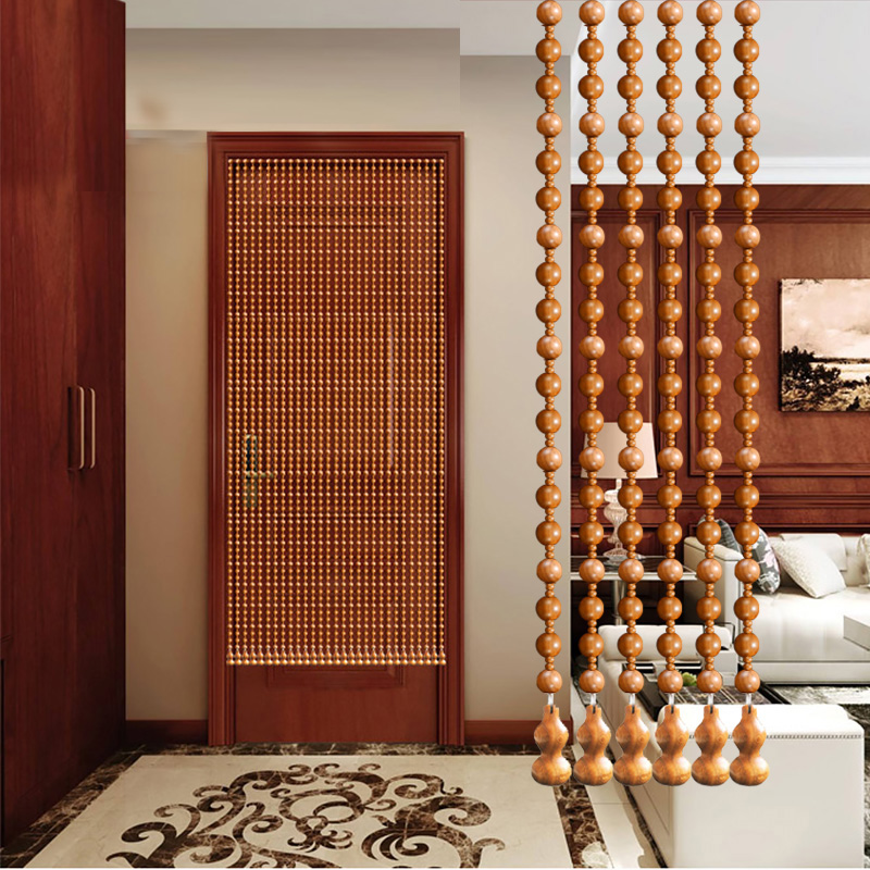 实木门帘全桃木葫芦珠帘隔断帘大门对卧室玄关客厅卫生间格局挂帘