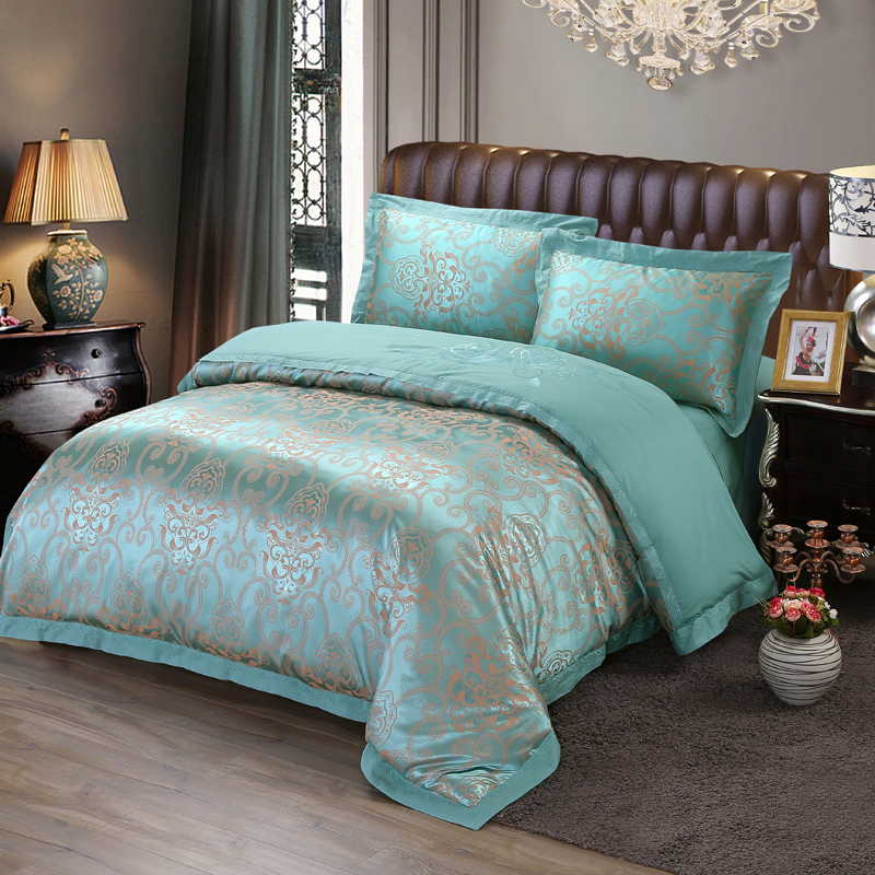 婚庆床品贡缎提花四件套床盖款大红多件套绗缝床单夹棉绣花被套