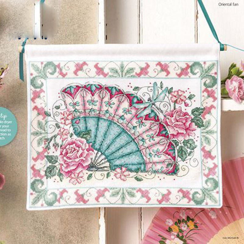 东方玫瑰花扇 新款十字绣套件 客厅卧室 精准印花