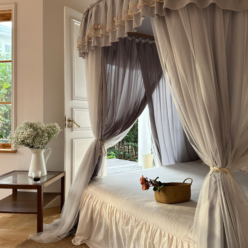 u型导轨2023新款家用遮光保暖挡风促睡眠双层床幔式蚊帐卧室公主