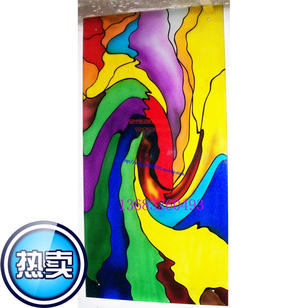 钢化欧式教堂艺术玻璃屏风隔断玄关门芯吊顶天花七彩旋雕刻仿琉璃