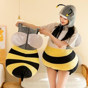 鲨鱼服装小蜜蜂玩偶衣服可穿戴演出成人儿童款鲨鱼搞怪人偶套装