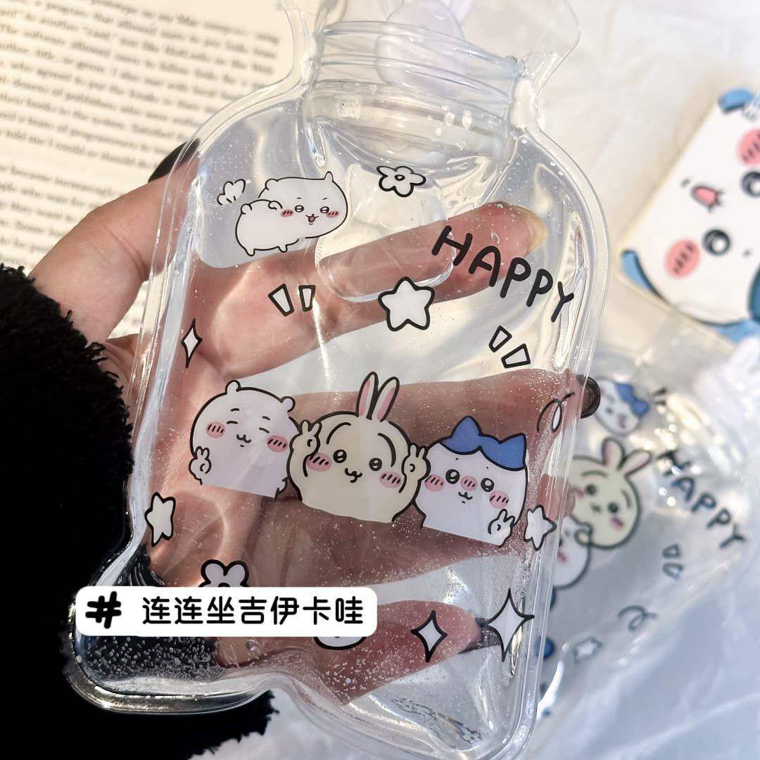 可爱吉伊卡哇随身暖手宝学生闺蜜卡通注水热水袋便携透明暖水袋