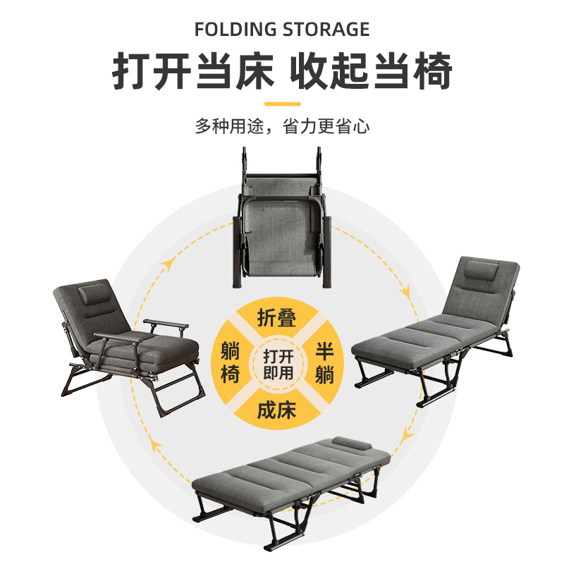 麦田折叠床沙发躺椅两用午休单人床办公室午睡神器成人家用电脑椅