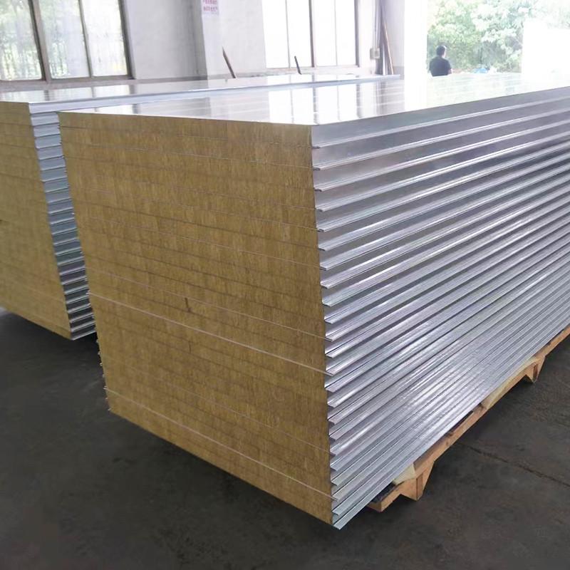 A1防火岩棉夹心彩钢板保温岩棉板隔墙吊顶彩钢板无尘净化车间装修