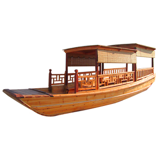 仿古乌篷船木船可下水电动船渔船景区公园游船画舫船观光船摇橹船