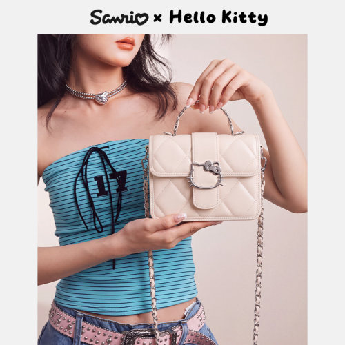 Hello Kitty 凯蒂猫小方包时尚百搭手提包高级质感单肩斜挎包包女
