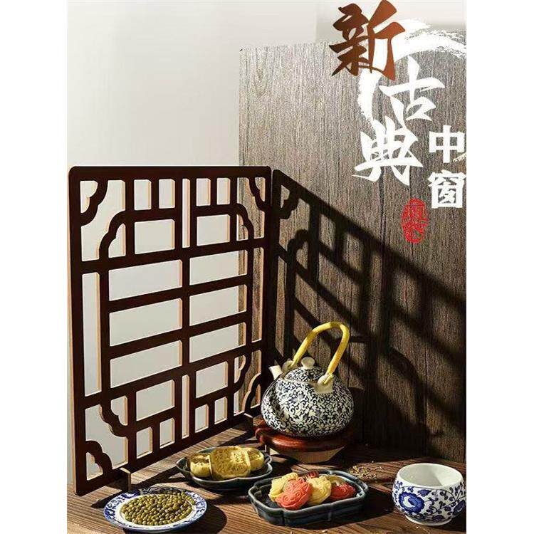 东阳木雕中式仿古镂空方形雕花吊顶玄关隔断背景墙装饰花格栅门窗
