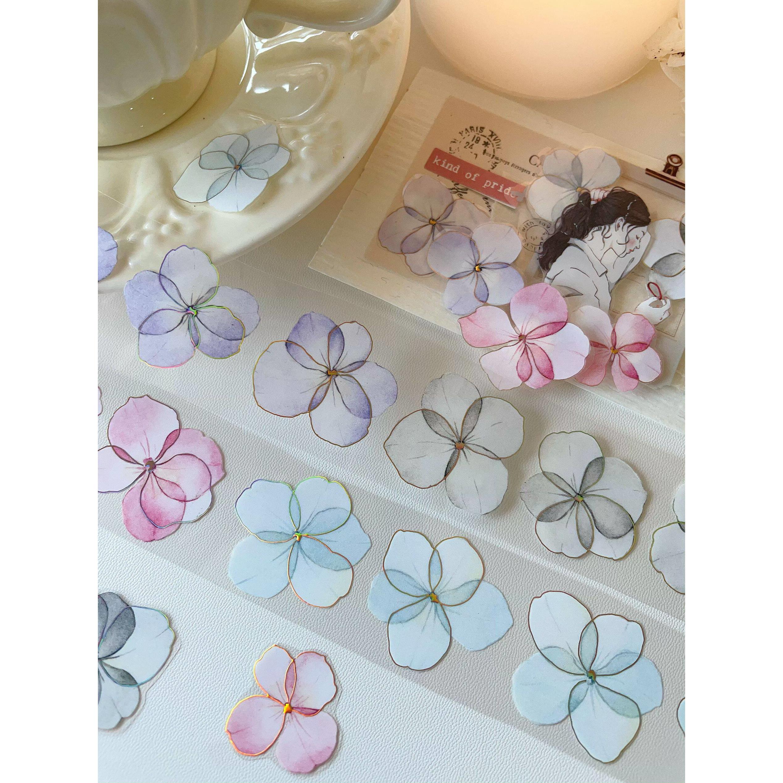 壹洱原创第11期新品现货【星落】小花和纸胶带pet手帐贴纸烫金