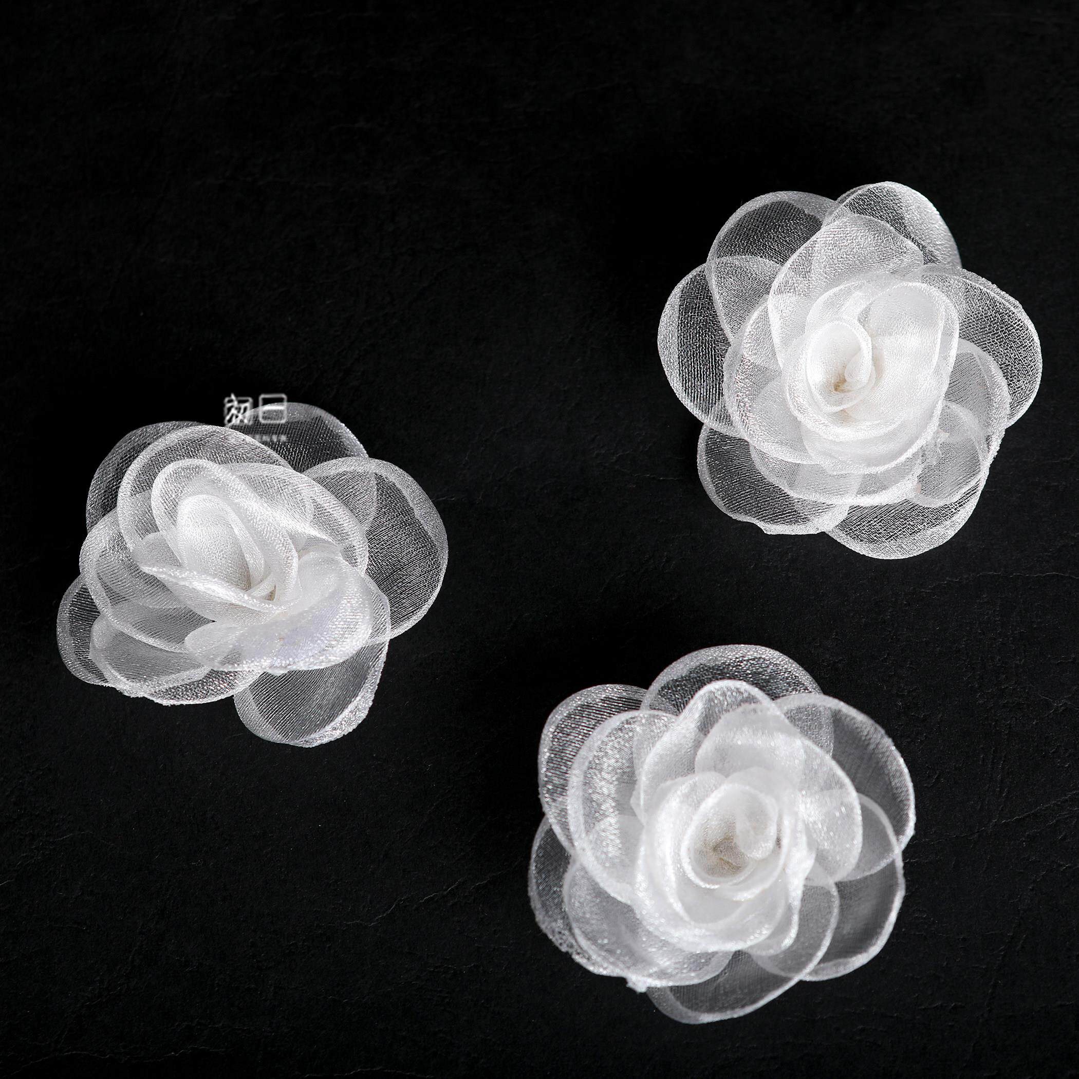 白色水光梅花朵 高定手工花DIY辅料欧根纱网纱辅料服装设计师面料