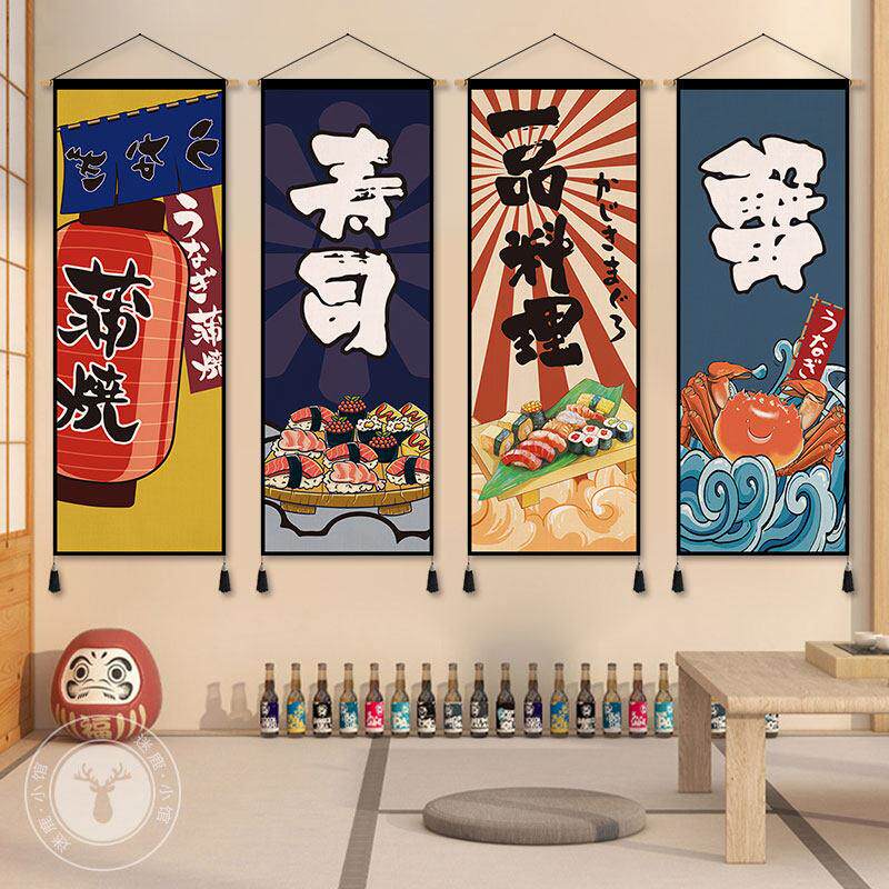 日本风格浮世绘装饰布艺挂画日式海浪风景玄关过道餐厅居酒屋挂毯