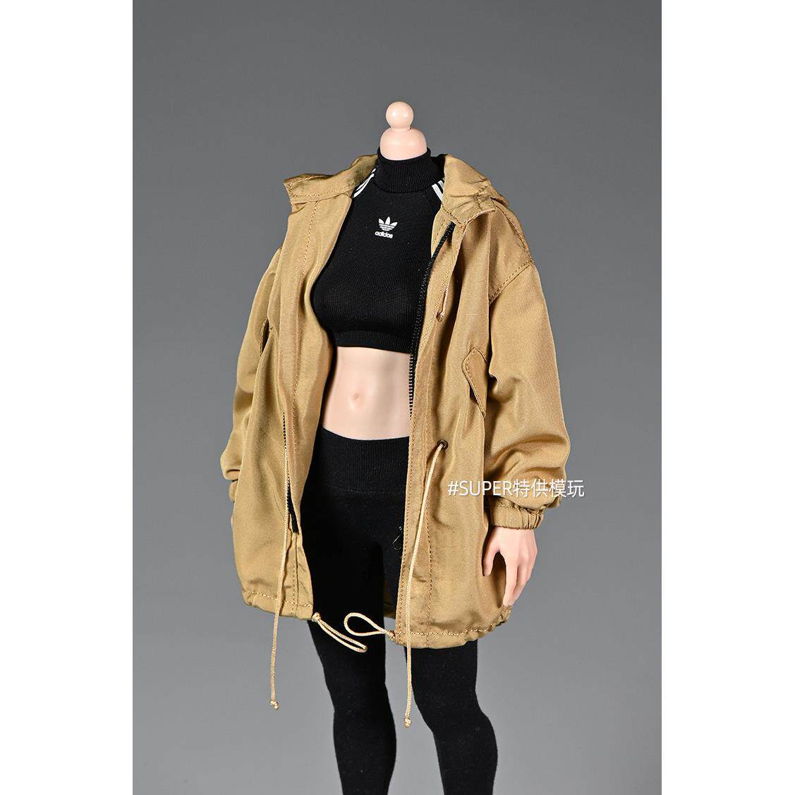 1/6比例女兵人偶潮流军版风衣外套宽松工装12寸服装模型配件