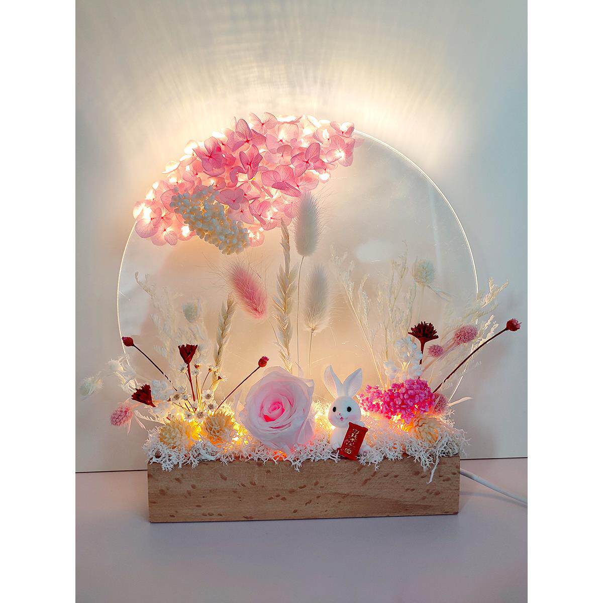 DIY永生花夜灯材料包暖场团建活动楼盘花艺手作留言台灯摆件中秋