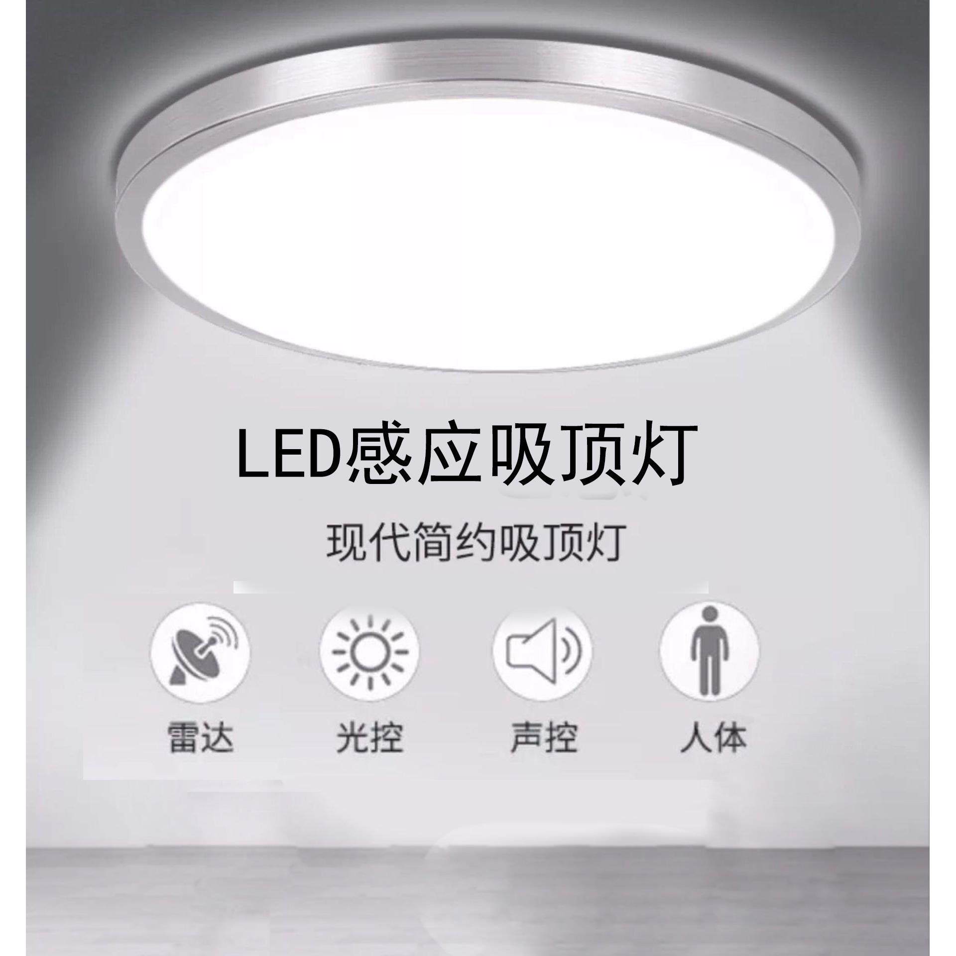 声光控自助感应灯雷达led过道红外声控吸顶灯人体智能灯车库楼梯