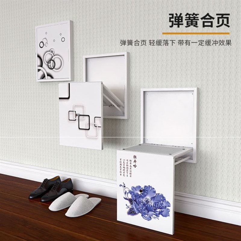 隐形坐凳入户进门口换鞋凳轻奢柜超窄折叠壁挂式免打孔玄关椅家用