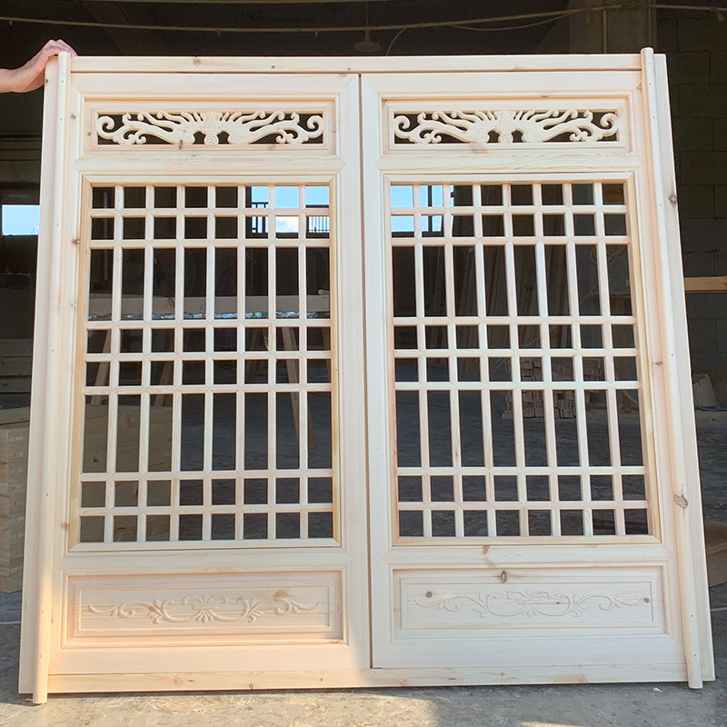 东阳木雕仿古门窗镂空实木花格中式木格栅玄关屏风隔断雕花窗定制
