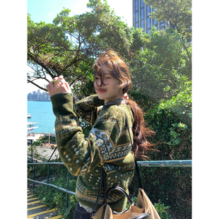 费尔岛圣诞氛围毛衣重工提花撞色套头圆领针织衫 xxdeli香香 梨