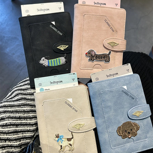 小红书同款 腊肠狗刺绣旅行护照夹多功能随身证件出国收纳卡包