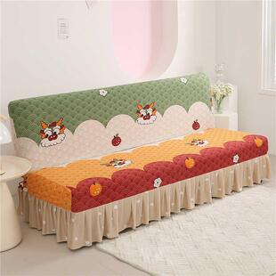 简易可折叠沙发套罩全包无扶手沙发床套老式沙发罩卡座四季通用型