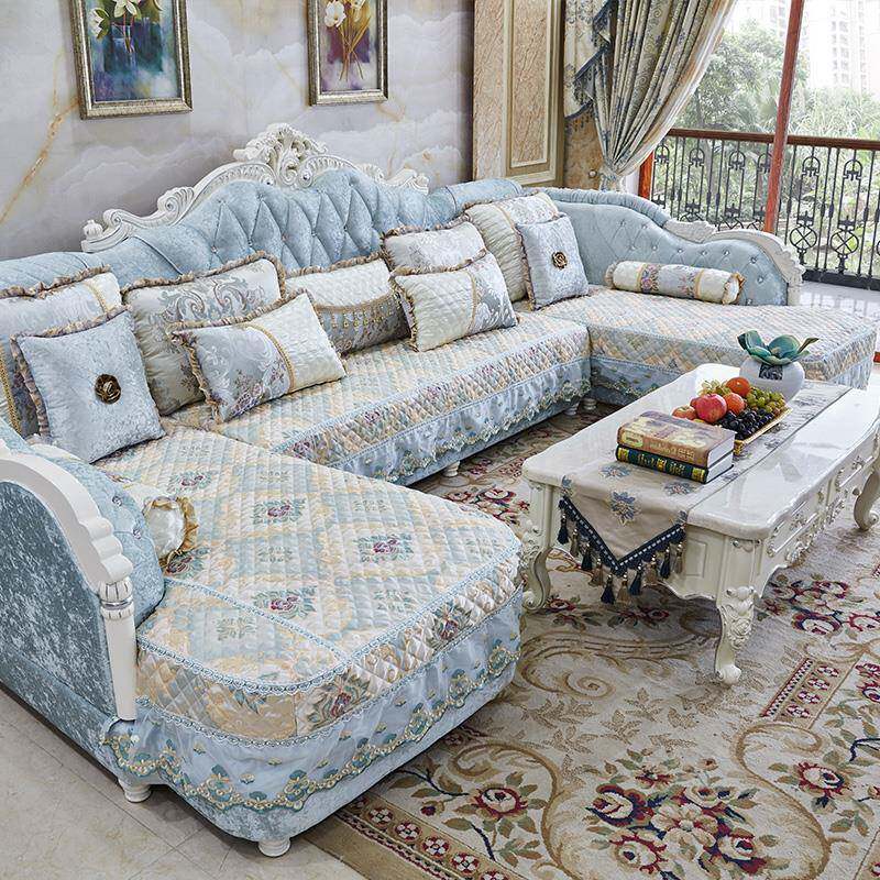 欧式沙发套罩全包防滑四季通用简欧U型贵妃布坐垫万能保护套定做