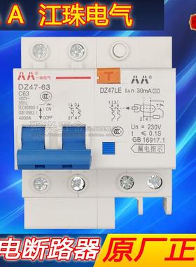 AA珠江漏电保护器2P63A32a断路器带空气开关DZ47家用电闸漏保