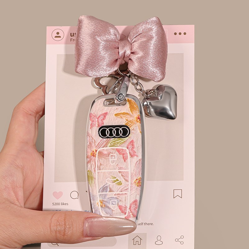 适用于奥迪a6l钥匙套q5l/a4l包a3l/q3壳q4/q2l/a7l扣a8/q7车女士