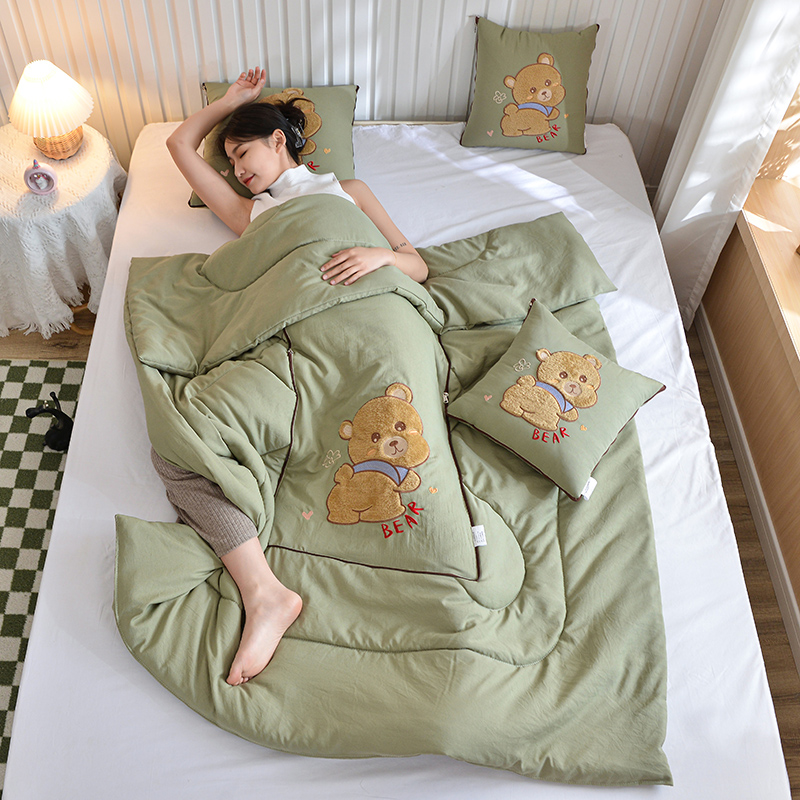 刺绣抱枕被子两用沙发空调被加厚车载大号靠枕头盖毯子二合一睡觉