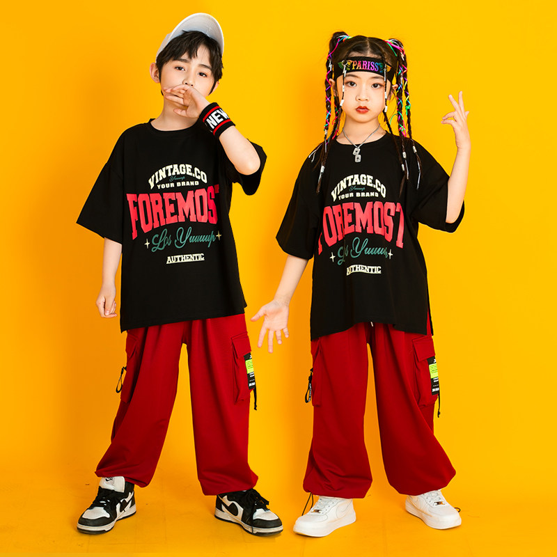 街舞儿童潮服演出服小学生运动会表演男女童嘻哈hiphop炸街舞蹈服