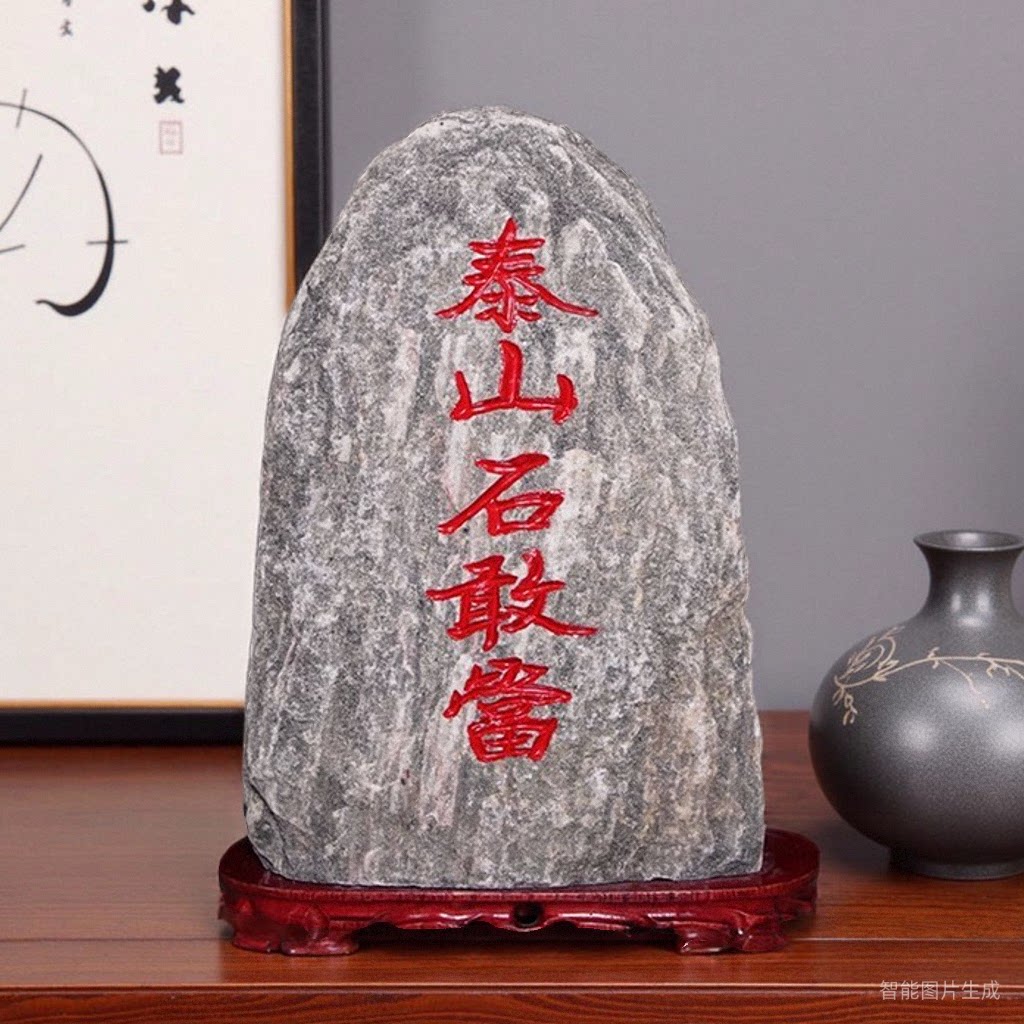 正宗泰山石敢当天然原石招财补角客厅靠山石家居室内原山石头摆件