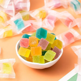 网红琥珀糖零食咀嚼声控多种口味独立包装宝石糖水晶糖方块软糖
