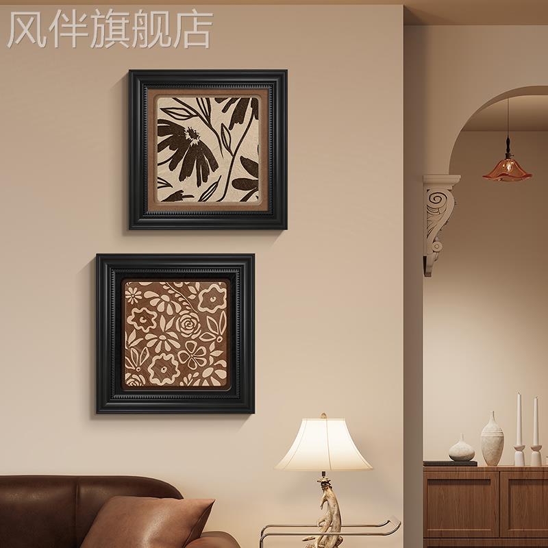 中古风客厅背景墙装饰画花卉抽象艺术挂画美拉德覆古玄关壁画小幅图片