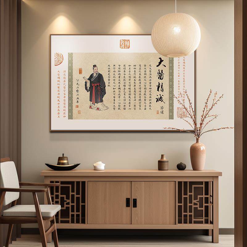 大医精诚装饰画中医院门诊诊所Logo墙画中医养生馆氛围布置壁画