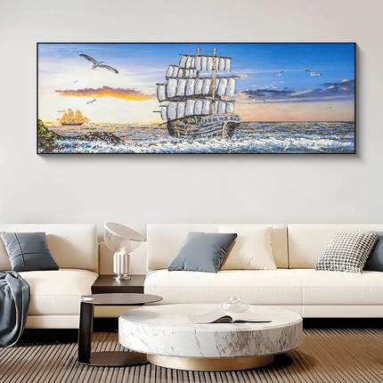 S5203—轻奢客厅装饰画简约沙发背景墙挂画大气卧室画一帆风顺船7