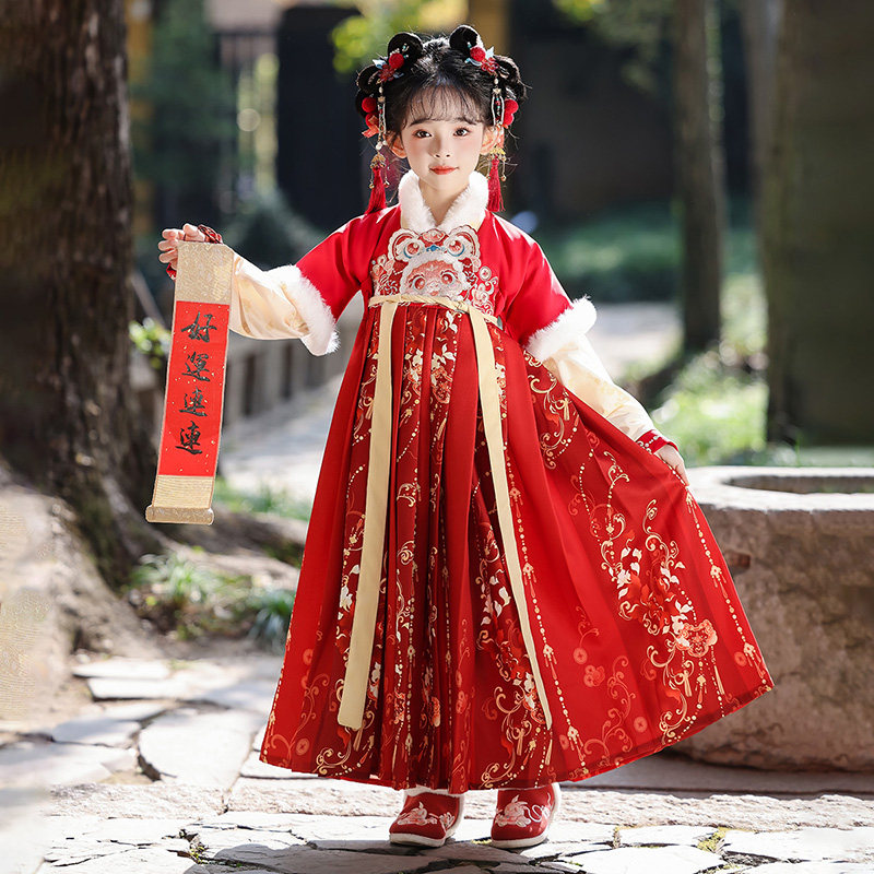 汉服冬装女童古风冬季2026新款加绒红色儿童拜年服过年连衣裙唐装,女装/女士精品,民族服装/舞台装,淘宝优惠券,粉丝福利购,淘宝优惠卷
