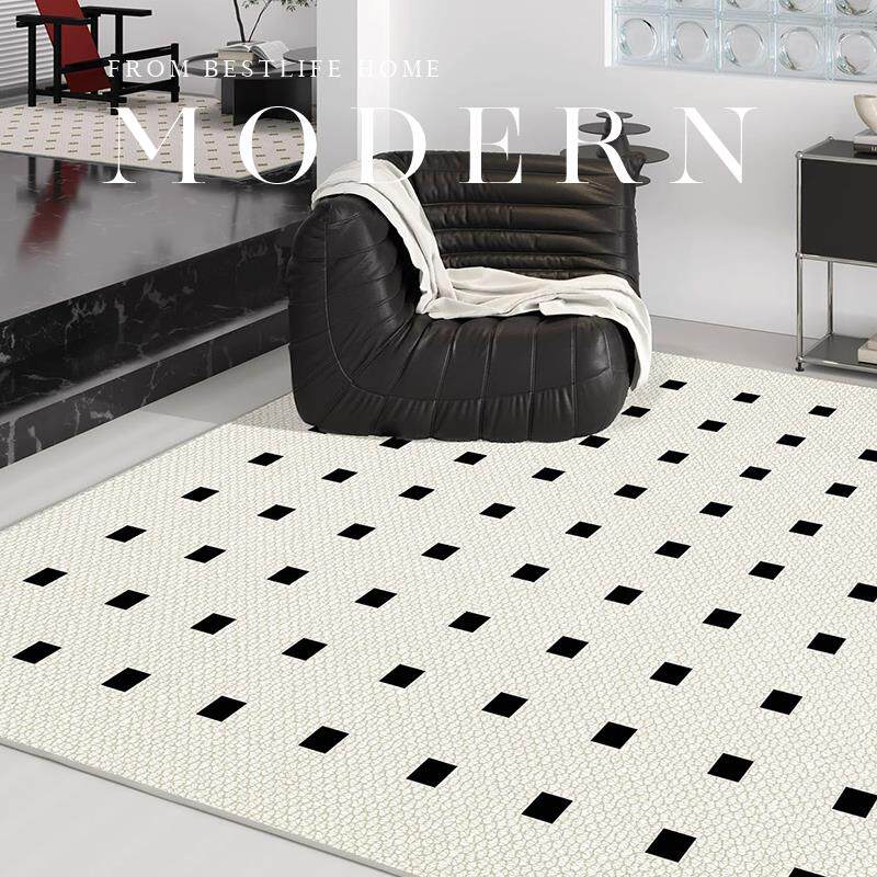 可定做北欧网红客厅地毯沙发茶几毯现代简约绒毛床边毯垫棋盘格