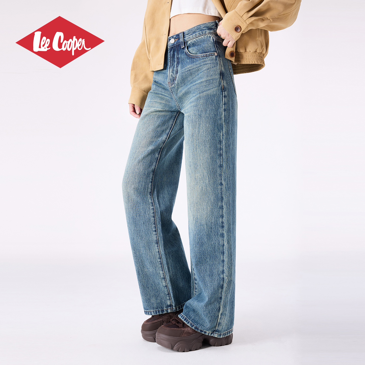 LeeCooper复古阔腿牛仔裤