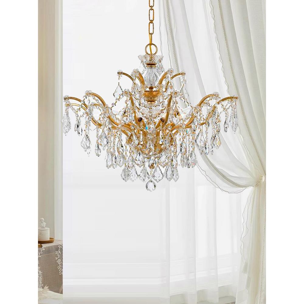 Sy全铜云花水晶吊灯欧美法式无障碍豪华大气黄铜房卧室客厅灯
