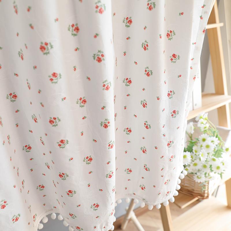 全棉碎花门帘乡村田园花卉半帘柜子遮挡帘厨房短帘免打孔小窗帘